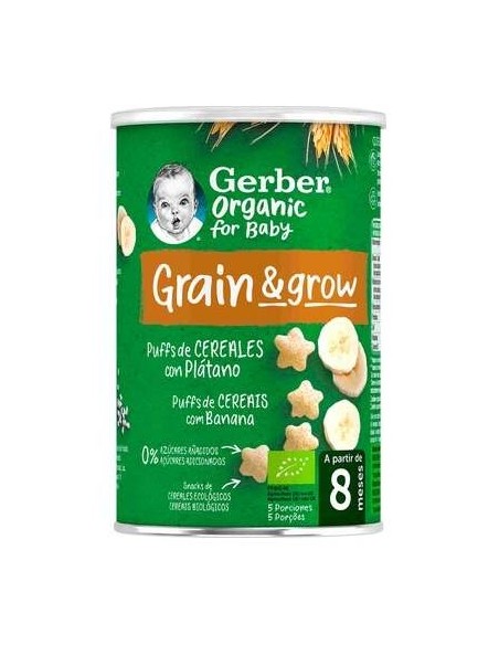 Gerber Organic Puff Snacks De Cereales Y Plátano, 35 Gr