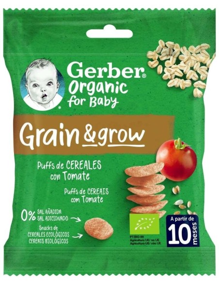 Gerber Organic Puffs Snacks De Cereales Con Tomate 7G