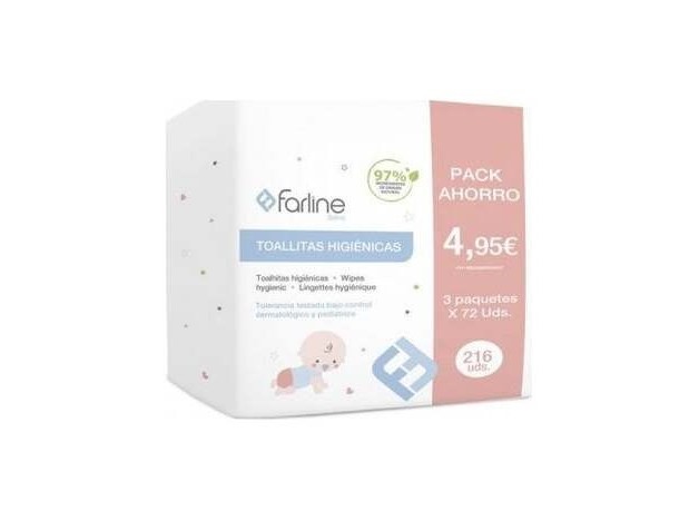 Pack Farline Toallitas Higiénicas Bebé, 3 Uds