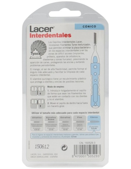 Cepillo Interdental Lacer Conico Recto Azul 6Ud.