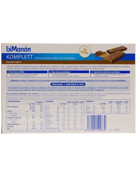 Bimanán Barrita De Chocolate Crujiente, 8 Uds