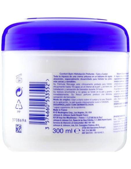 Neutrogena Fórmula Noruega Confort Bálsamo Hidratación Profunda Cara Y Cuerpo, 300 Ml