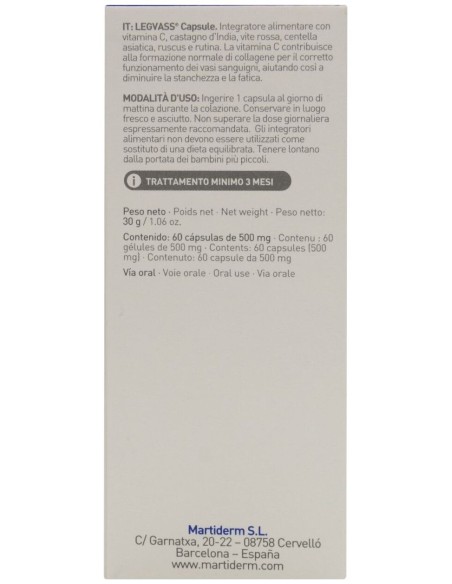 Martiderm Vascular Legvass Drenante Y Tonificante, 60 Cápsulas