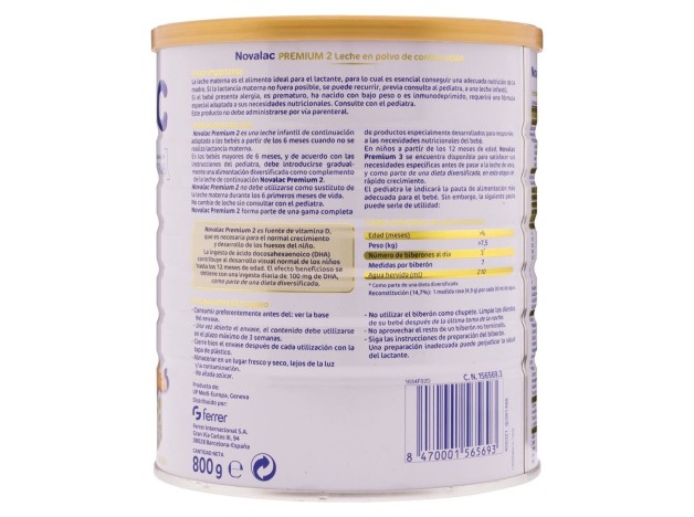 Novalac Premium 2 Leche Continuación +6M 800G