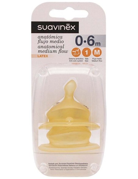 Suavinex® Biberón Anatómico Tetina Látex Boca Ancha 0-6 Meses 150Ml 1Ud