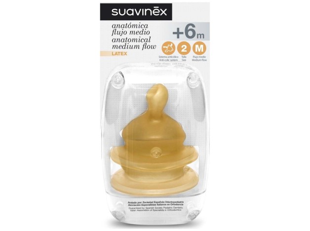 Suavinex Tetina Anatómica Látex 2M Flujo Medio...