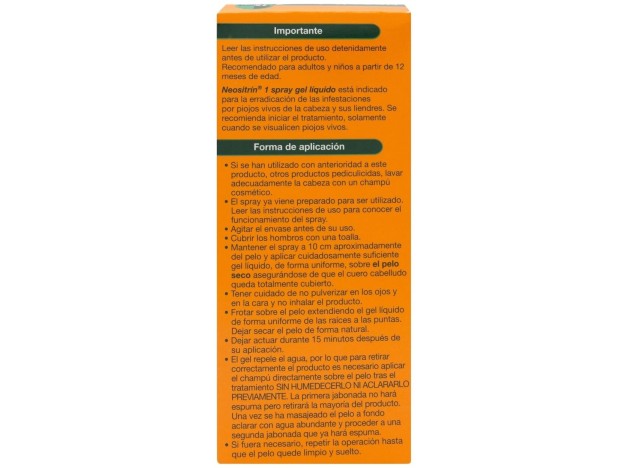 Neositrín Spray Antipiojos Gel Líquido, 100 Ml