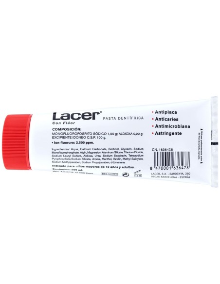 Lacer Pasta Dentífrica Con Flúor, 200 Ml