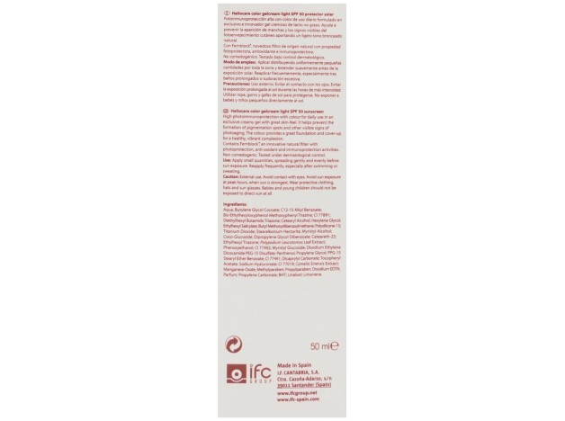 Heliocare Gel Crema Spf 50 Color Light, 50 Ml