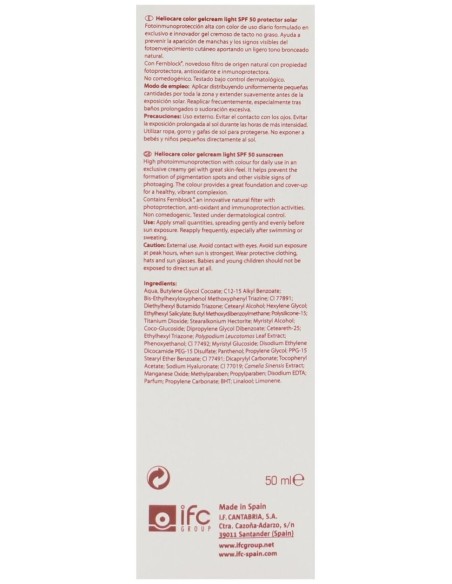 Heliocare Gel Crema Spf 50 Color Light, 50 Ml