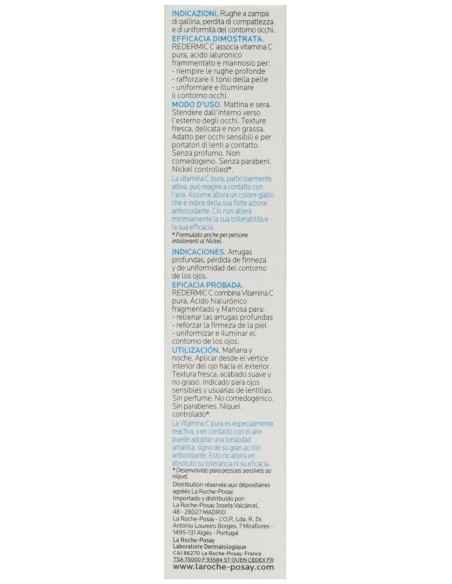 La Roche-Posay Redermic C Ojos Sensibles, 15 Ml