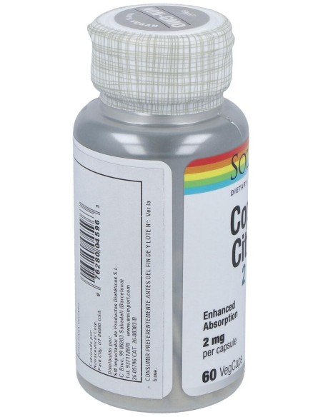 Solaray Cobre Citrato 2Mg 60Caps