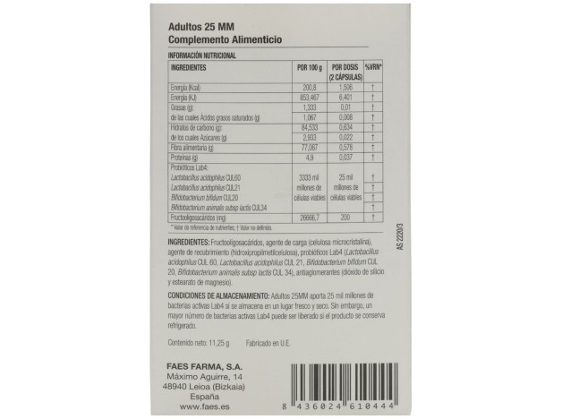 Profaes4 Probióticos Adultos 25Mm 30Cáps