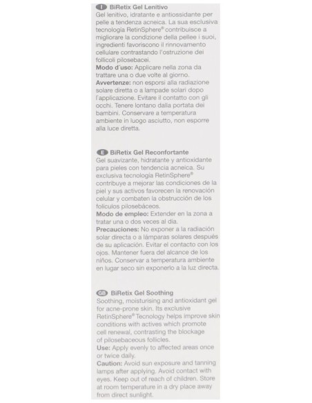 Biretix Gel Reconfortante Piel Acneica 50Ml.