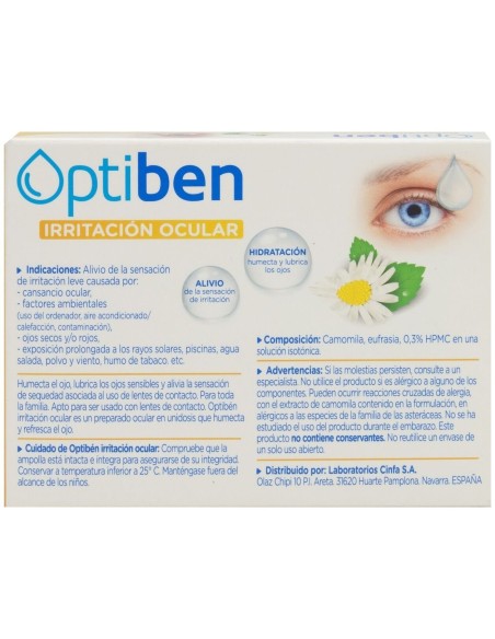 Optiben Ojos Irritados Sequedad Ocular, 10 Uds