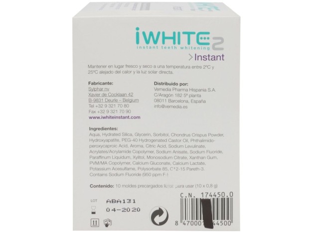 Iwhite Instant2 Kit Blanqueador 10 Moldes
