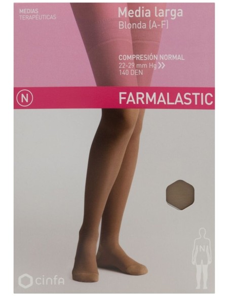 Farmalastic Media Larga Blonda (A-F) Compresión Normal T-Reina Camel 1 Par