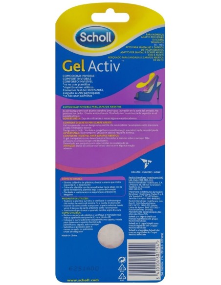 Scholl Plantilla Gelactiv Zapatos Abiertos, 1 Par