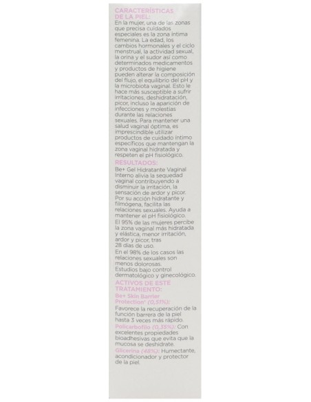 Be+ Cuidado Femenino Gel Hidratante Vaginal Interno 30Ml