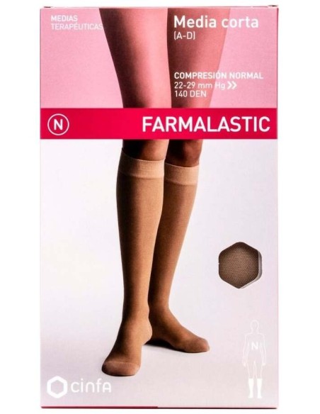 Farmalastic Media Corta Puntera Abierta Talla G Color Camel, 1 Par