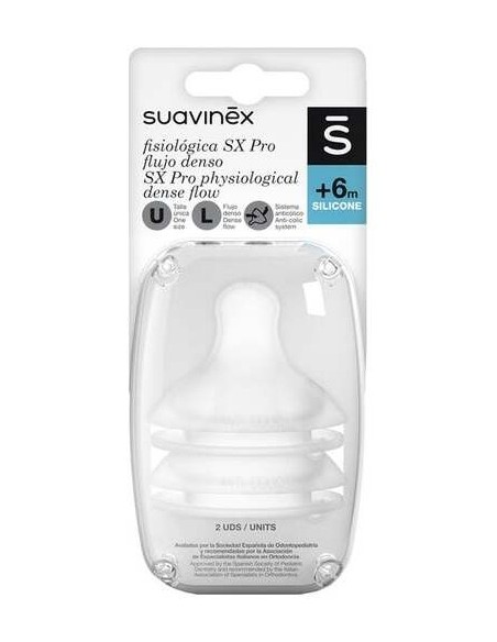 Suavinex Tetina Silicona Fisiológica Flujo L, 2 Uds