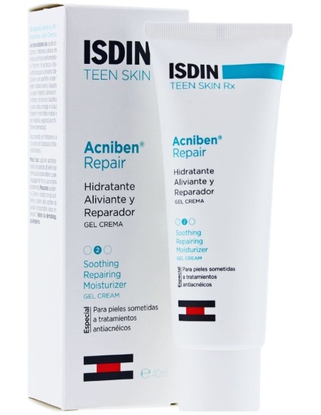 Isdin Teen Skin Rx Acniben Repair Gel-Crema Hidratante, Aliviante Y Reparador, 40 Ml