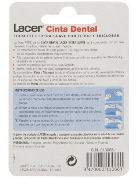 Cinta Dental Lacer Fluor-Triclosan-Menta 50Metros