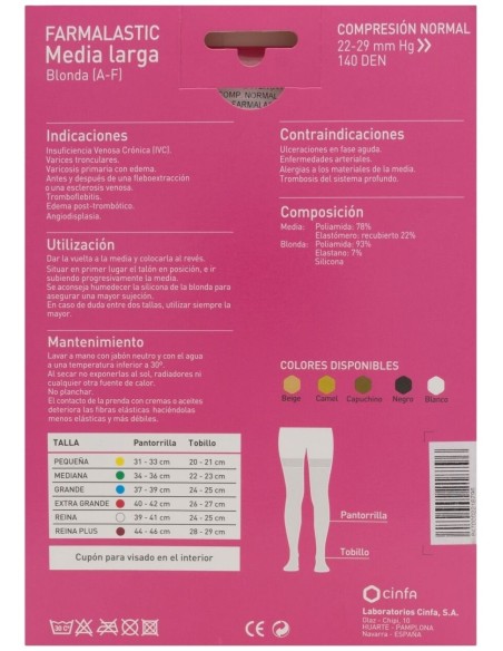 Farmalastic Media Larga De Compresión Normal Beige Extra Grande, 1 Par