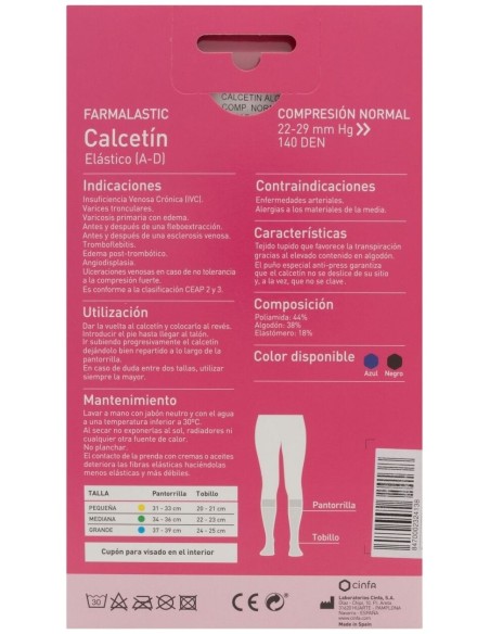 Farmalastic Calcetín Compresión Normal Negro Talla Grande, 1 Par
