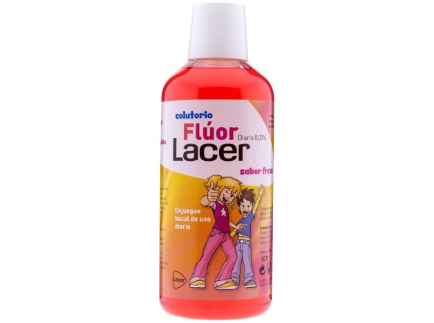 Lacer Colutorio Flúor Diario 0,05 %, Fresa, 500 Ml