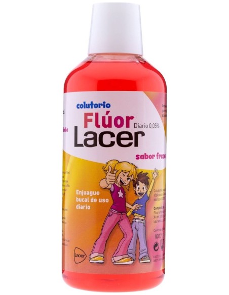 Lacer Colutorio Flúor Diario 0,05 %, Fresa, 500 Ml
