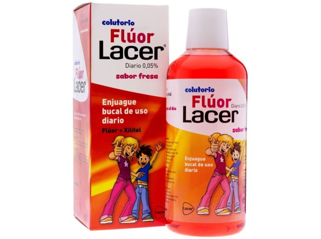 Lacer Colutorio Flúor Diario 0,05 %, Fresa, 500 Ml