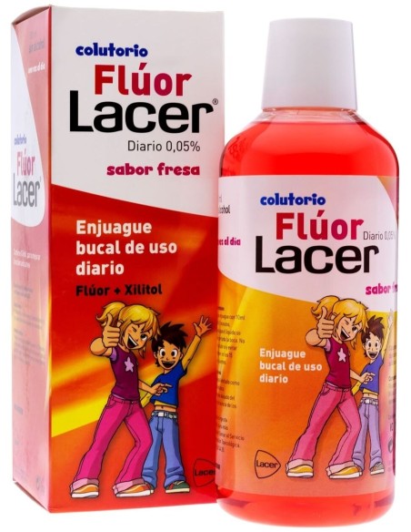 Lacer Colutorio Flúor Diario 0,05 %, Fresa, 500 Ml