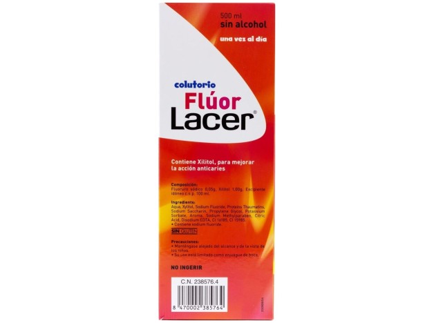 Lacer Colutorio Flúor Diario 0,05 %, Fresa, 500 Ml