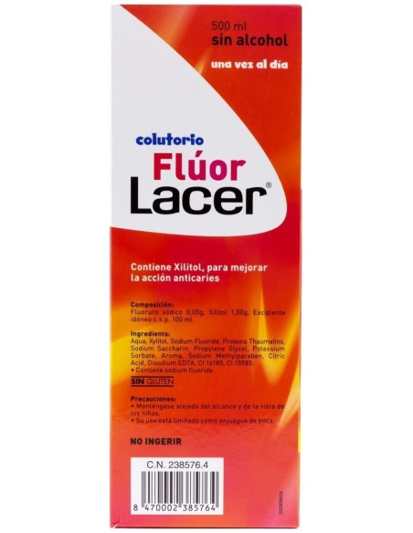 Lacer Colutorio Flúor Diario 0,05 %, Fresa, 500 Ml