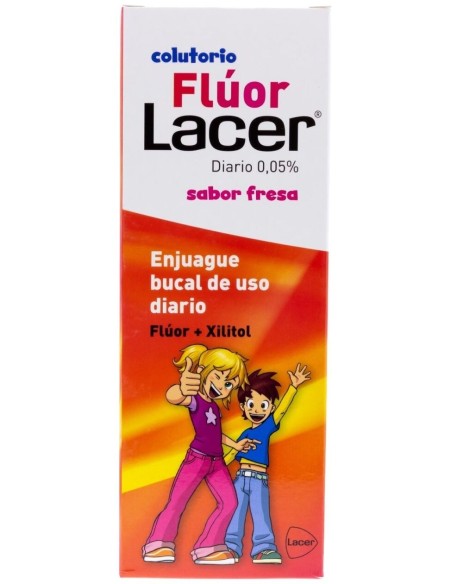 Lacer Colutorio Flúor Diario 0,05 %, Fresa, 500 Ml