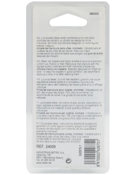 Beter Alicates Manicura De Uñas Superpuesto Inoxidable, 1 Ud