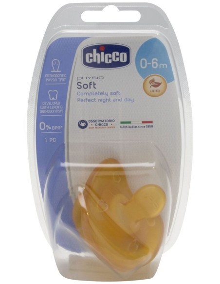 Chicco Chupete Physio Soft Gommotto Orthodontic Látex 0-6M, 1 Ud