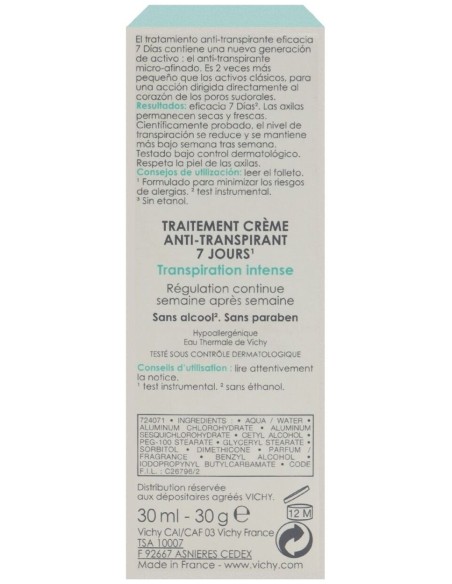 Vichy Tratamiento Antitranspirante 7 Días En Crema 30Ml