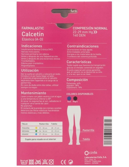 Calcetín Farmalastic De Compresión Normal Talla Pequeña Negro, 1 Par