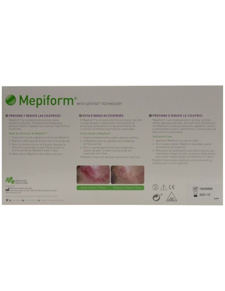 Mepiform Lámina Reductor Cicatrices Silicona 10 X 18, 5 Unidades