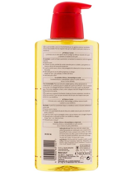 Eucerin Oleogel De Ducha Piel Sensible Ph-5, 400 Ml
