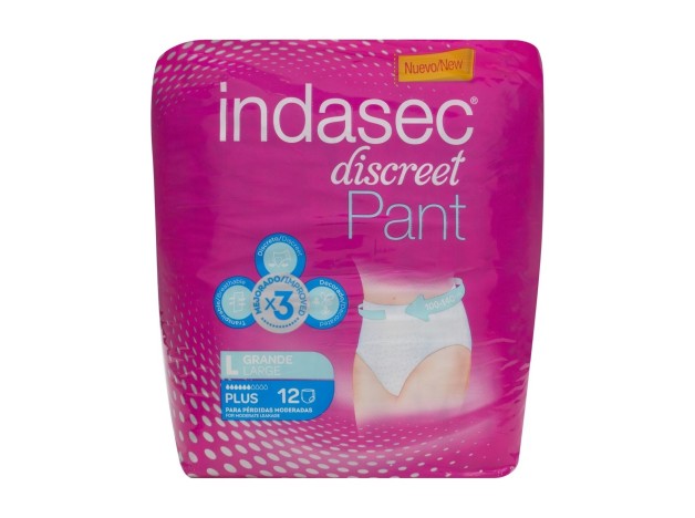Indasec Discreet Pant Plus Talla Grande, 12 Uds