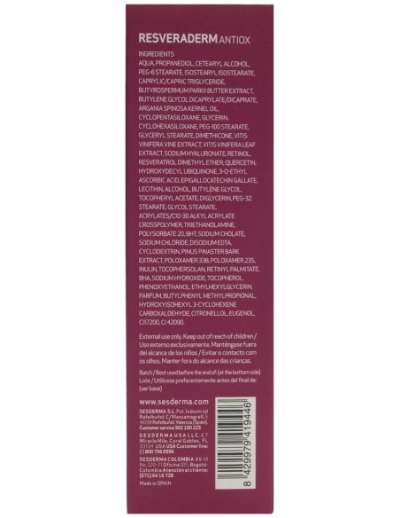 Sesderma Resveraderm Antiox Concentrado Antienvejecimiento, 50 Ml