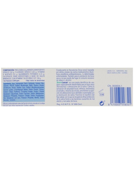 Lacer Xerolacer Pasta Dentífrica Boca Seca, 75 Ml