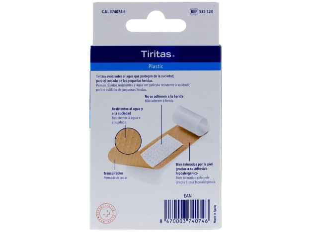 Tiritas Plastic Apósito Adhesivo, 20 Uds