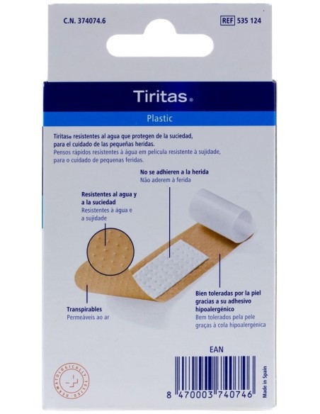Tiritas Plastic Apósito Adhesivo, 20 Uds