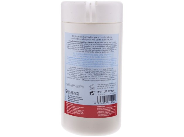 Hemofarm Plus Bote Toallitas, 60 Uds