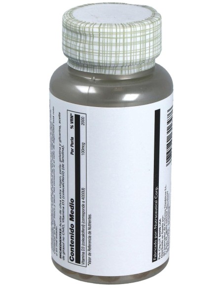 Solaray Super D3 100Mg 4000Ui 100 Perlas