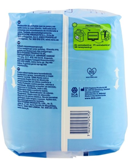 Tena Pants Plus Absorbente Anatómico Talla M, 14 Uds